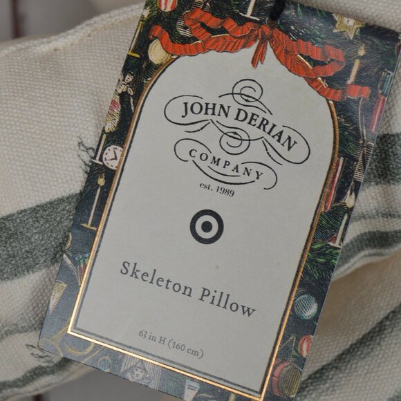 NEW LARGE John Derian x Target CHRISTMAS XMAS SANTA Stuffed Skeleton Pillow 63” - Picture 6 of 14